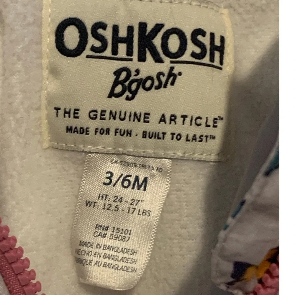 OshKosh B'gosh Snowsuit Baby Girl 6-9M Gray Butterfly Puffer Hooded Wintercore